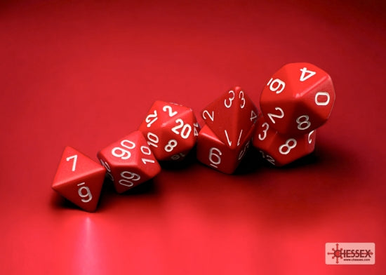 Dice - Chessex Polyhedral 7-Die Set Opaque Red/White