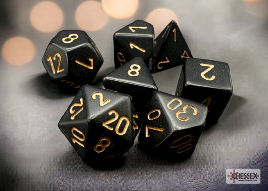 Dice - Chessex Polyhedral 7-Die Set Opaque Black/Gold