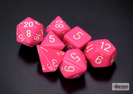 Dice - Chessex Polyhedral 7-Die Set Opaque Pink/White