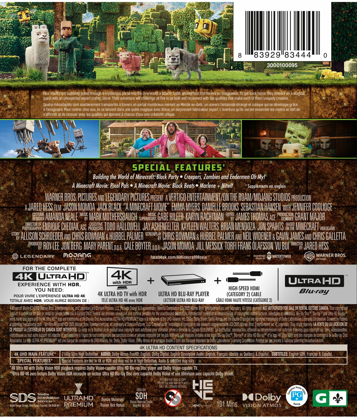 MINECRAFT MOVIE DVD