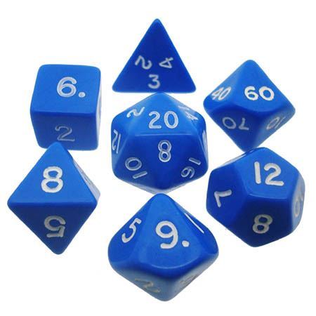 Dice - Chessex Polyhedral 7-Die Set Opaque Blue/White