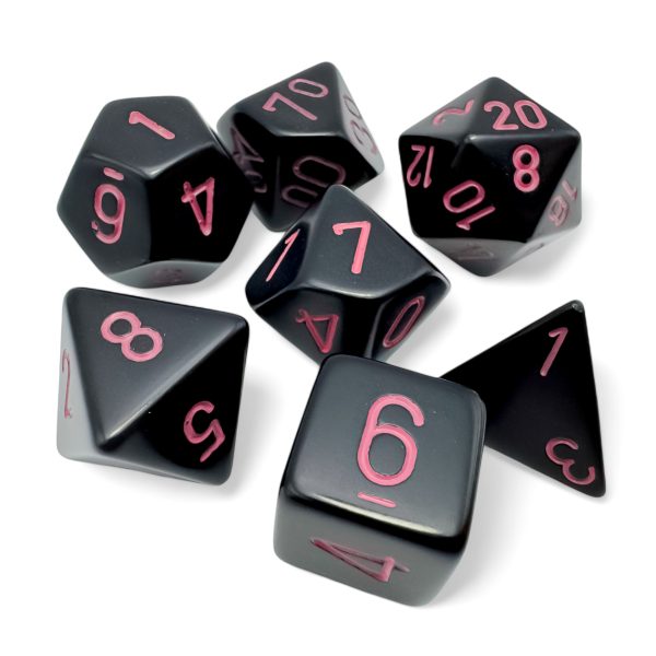 Dice - Chessex Polyhedral 7-Die Set Opaque Black/Pink