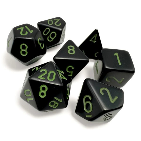 Dice - Chessex Polyhedral 7-Die Set Opaque Black/Green