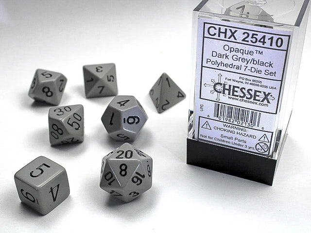 Dice - Chessex Polyhedral 7-Die Set Opaque Grey/Black