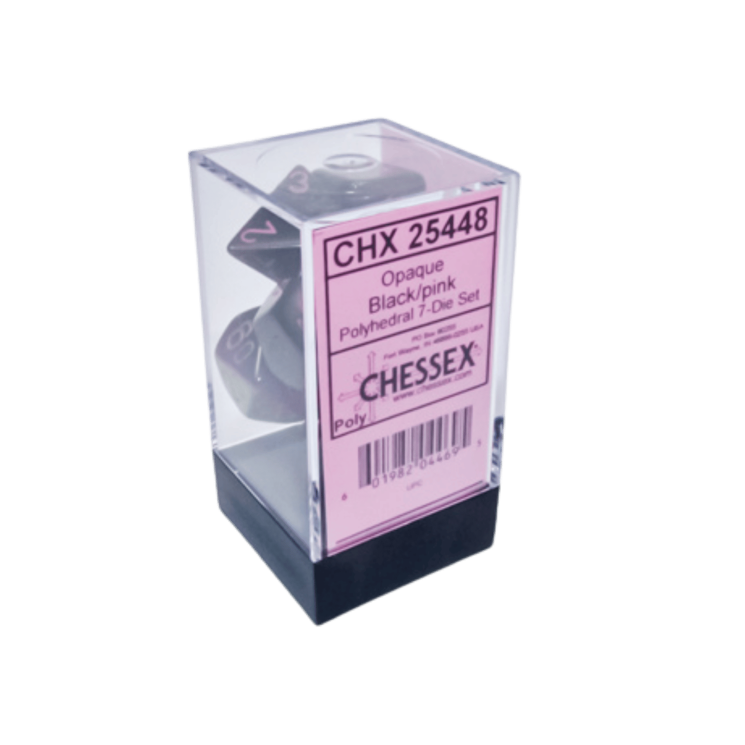 Dice - Chessex Polyhedral 7-Die Set Opaque Black/Pink