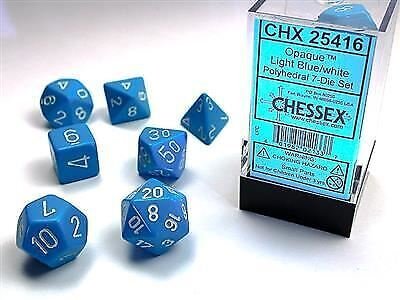 Dice - Chessex Polyhedral 7-Die Set Opaque Light Blue/White