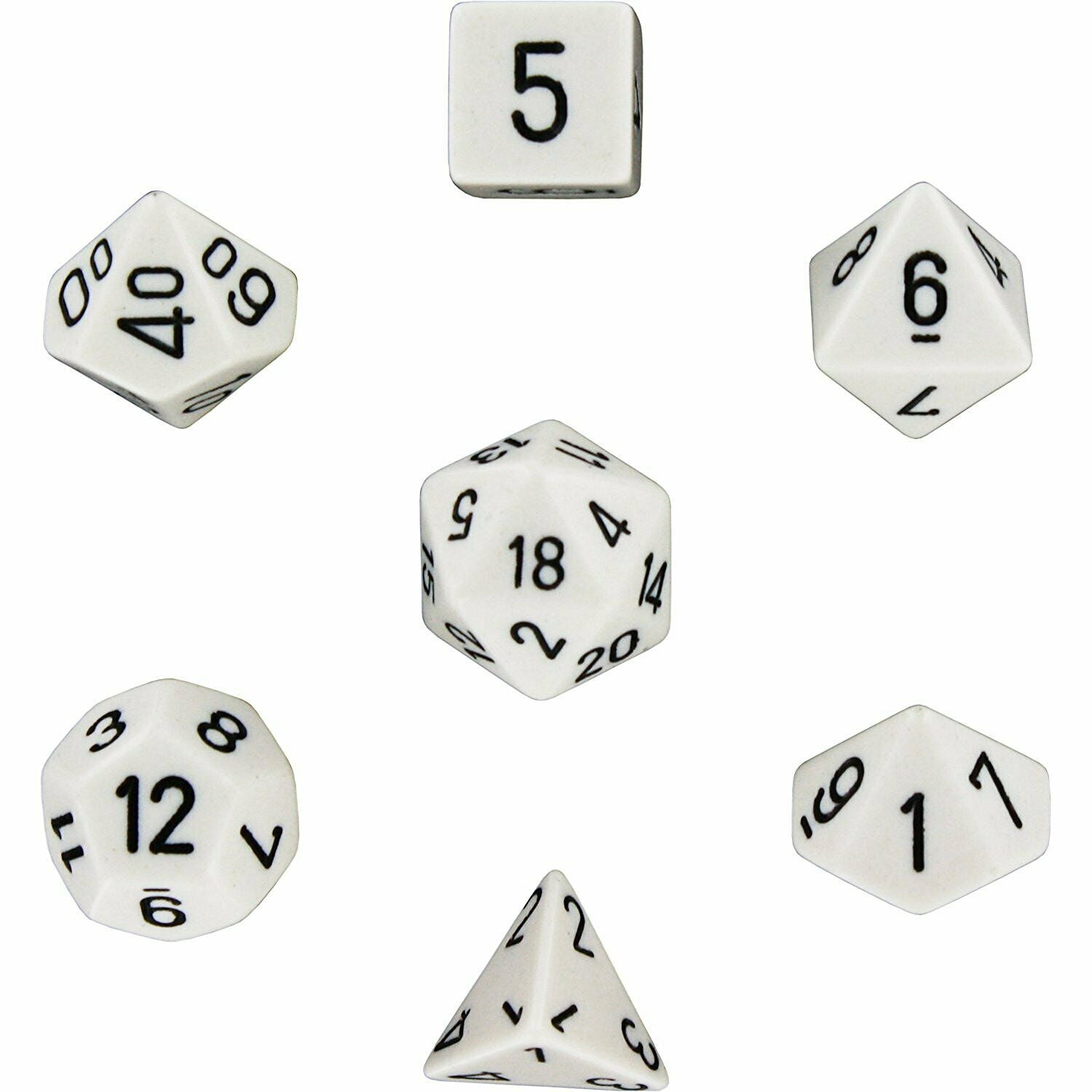Dice - Chessex Polyhedral 7-Die Set Opaque White/Black