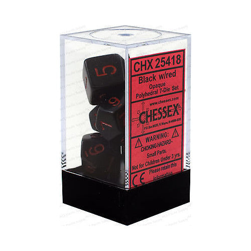 Dice - Chessex Polyhedral 7-Die Set Opaque Black/Red