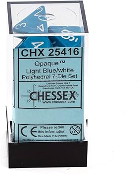 Dice - Chessex Polyhedral 7-Die Set Opaque Light Blue/White