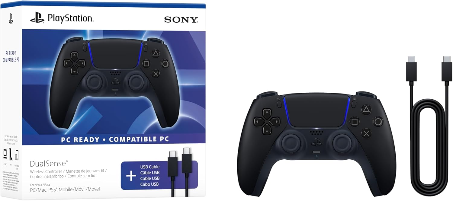 DUALSENSE WIRELESS CONTROLLER (ZCT2) – Midnight Black + USB Cable for PC