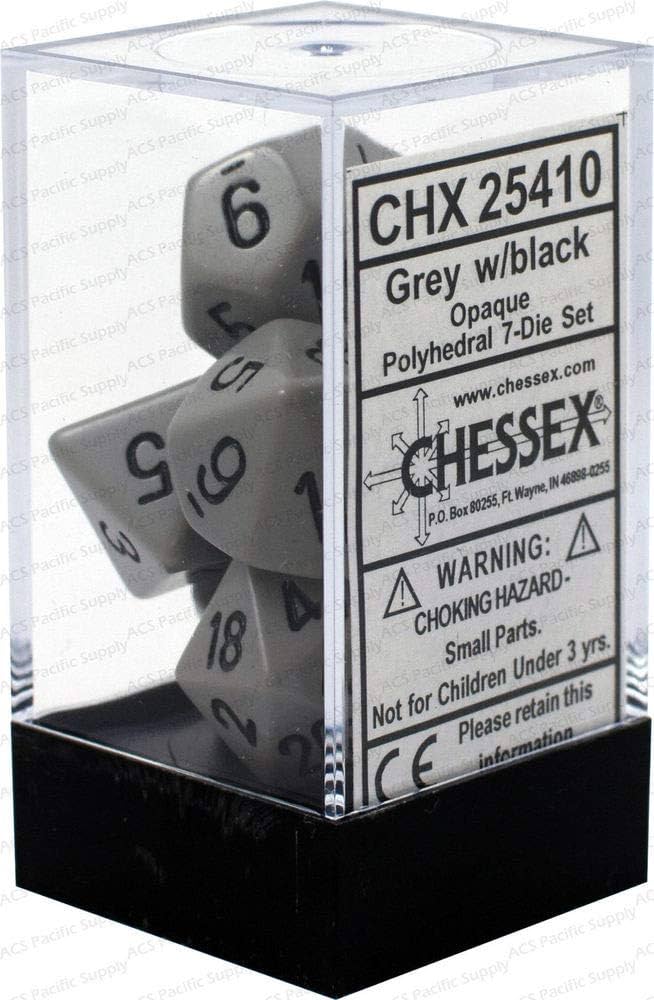 Dice - Chessex Polyhedral 7-Die Set Opaque Grey/Black