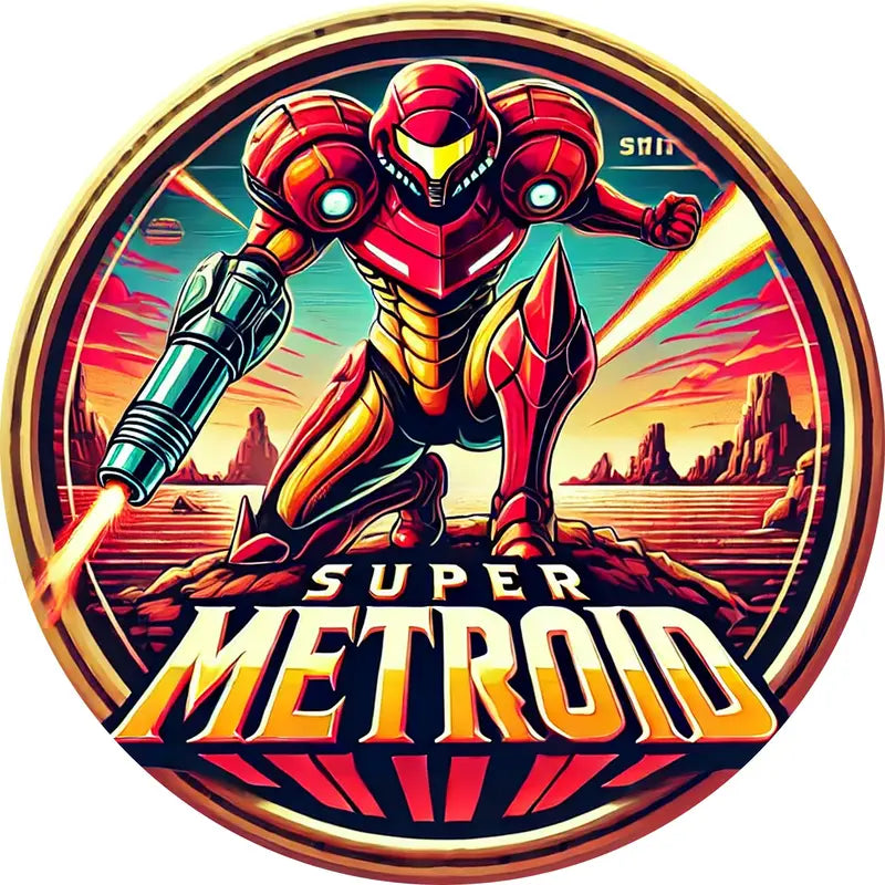 Art - Super Metroid Samus Metal Sign Circular