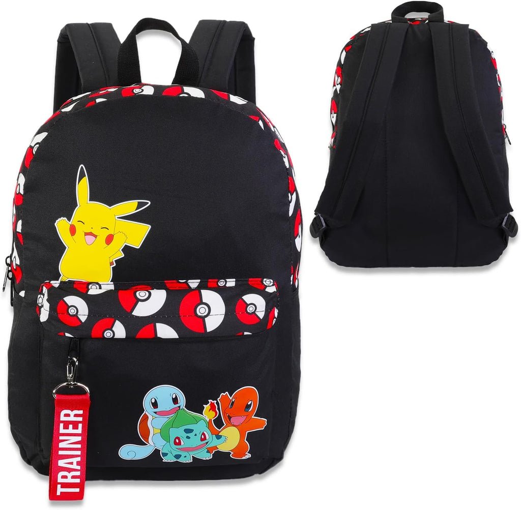 Pokemon Pokeball Friends Black 16″ Backpack