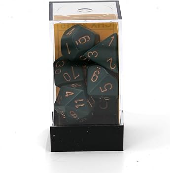 Dice - Chessex Polyhedral 7-Die Set Opaque Dusty Green/Copper