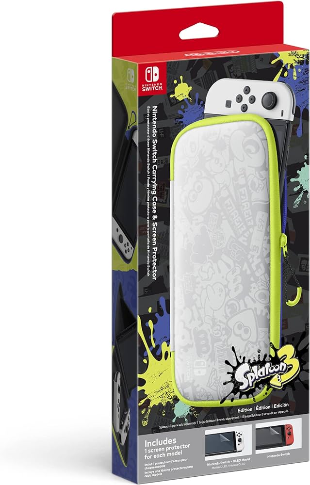 Switch Carrying Case & Screen Protector Splatoon 3 Edition - White