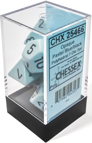 Dice - Chessex Polyhedral 7-Die Set Opaque Pastel Blue/Black
