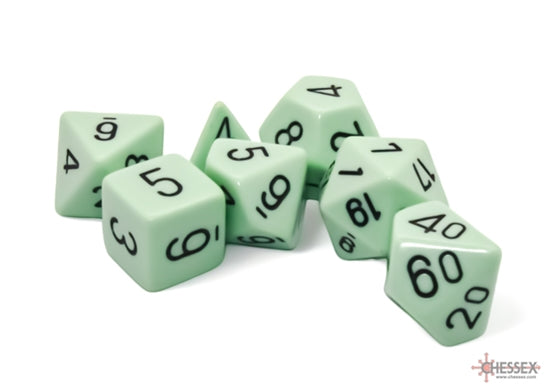 Dice - Chessex Polyhedral 7-Die Set Opaque Pastel Green/Black