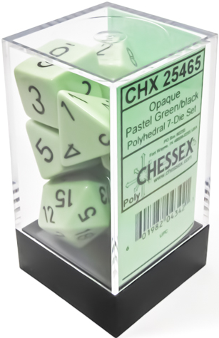 Dice - Chessex Polyhedral 7-Die Set Opaque Pastel Green/Black