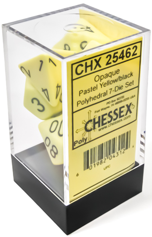 Dice - Chessex Polyhedral 7-Die Set Opaque Pastel Yellow/Black