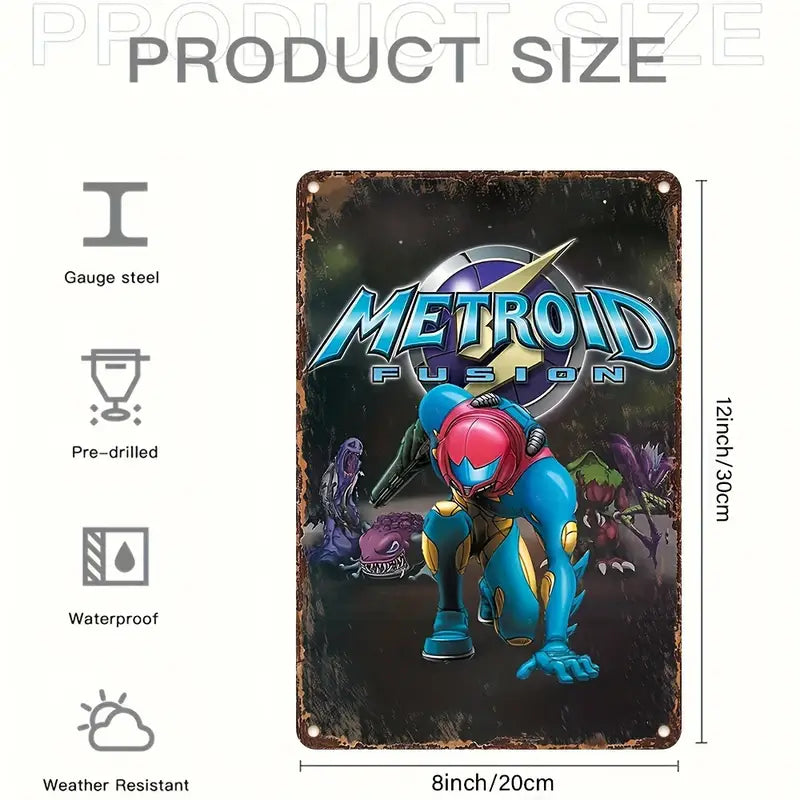 Art - Metroid Fusion Samus Metal Sign