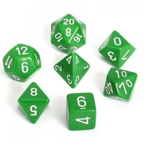 Dice - Chessex Polyhedral 7-Die Set Opaque Green/White