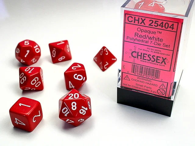 Dice - Chessex Polyhedral 7-Die Set Opaque Red/White
