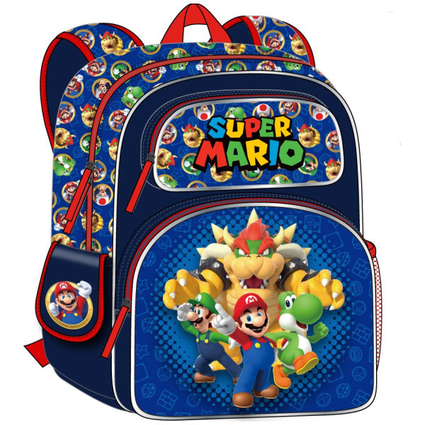 Super Mario Bros Mario Group Blue 16″ 3D Backpack