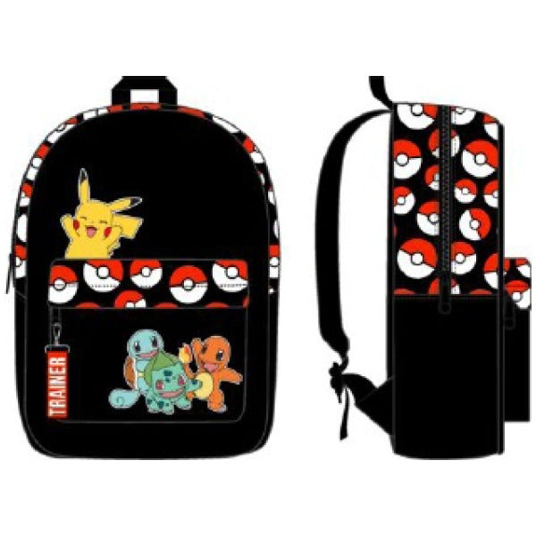 Pokemon Pokeball Friends Black 16″ Backpack