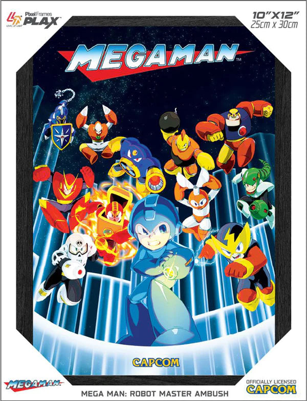 Mega Man Robot Ambush Pixel 3D Framed