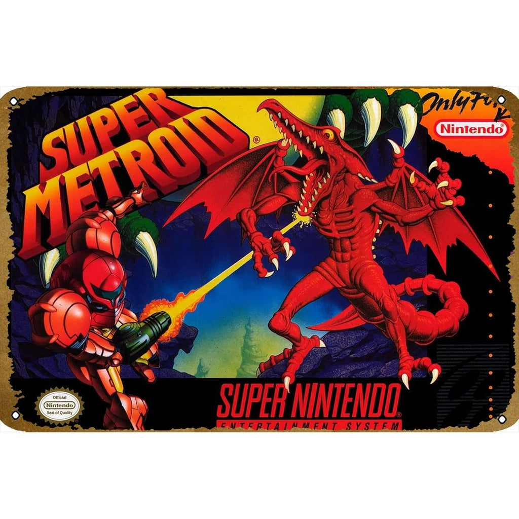 Art - Super Metroid SNES Cover Metal Sign