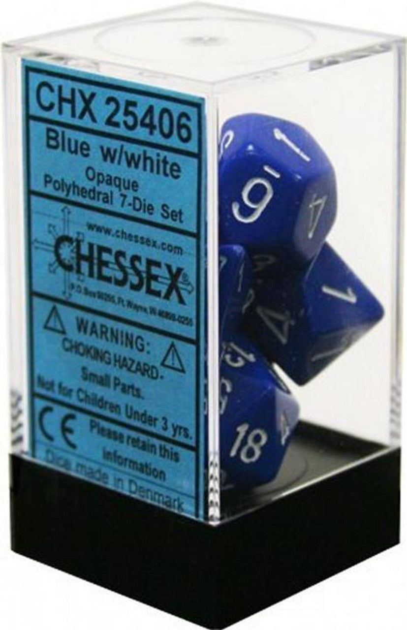 Dice - Chessex Polyhedral 7-Die Set Opaque Blue/White