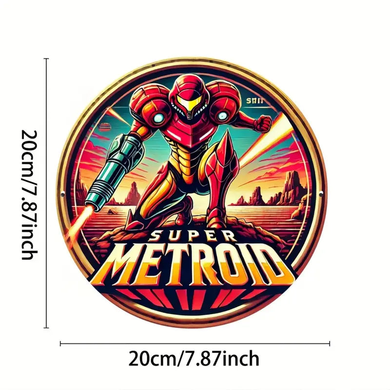 Art - Super Metroid Samus Metal Sign Circular