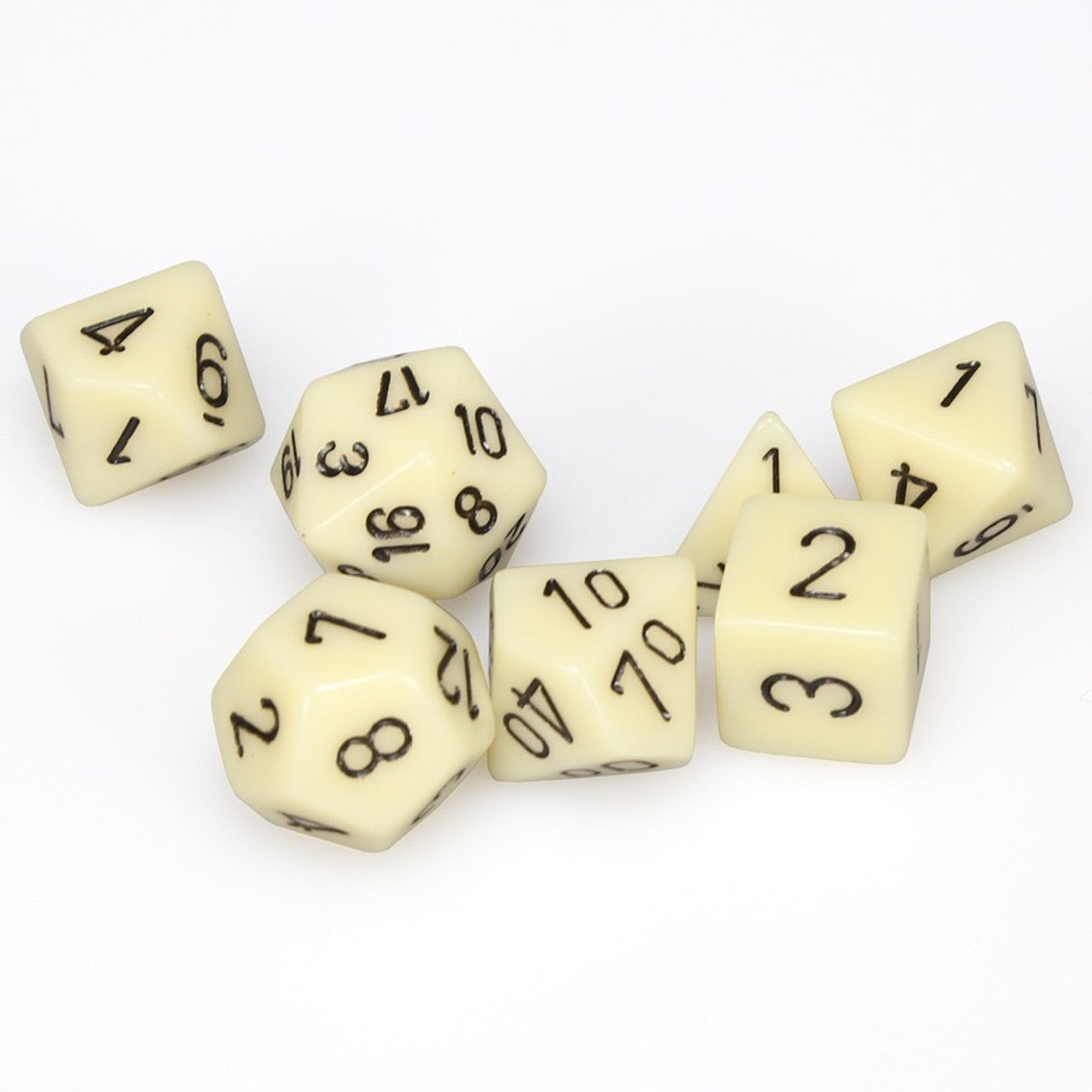 Dice - Chessex Polyhedral 7-Die Set Opaque Ivory/Black