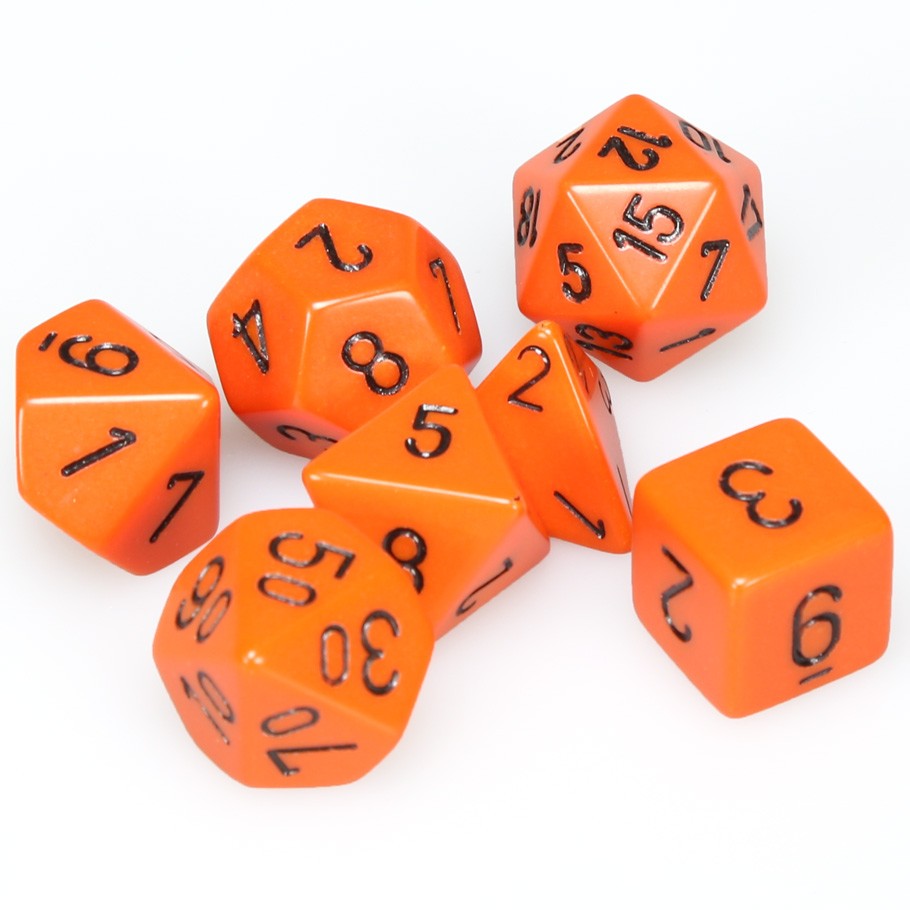 Dice - Chessex Polyhedral 7-Die Set Opaque Orange/Black