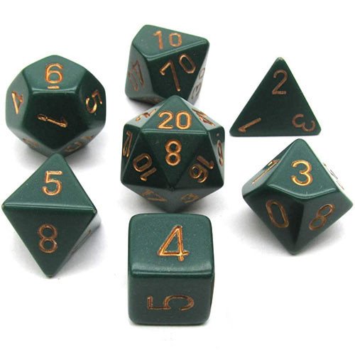 Dice - Chessex Polyhedral 7-Die Set Opaque Dusty Green/Copper