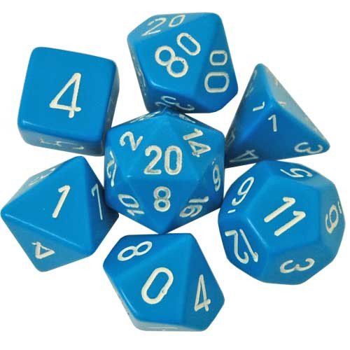 Dice - Chessex Polyhedral 7-Die Set Opaque Light Blue/White