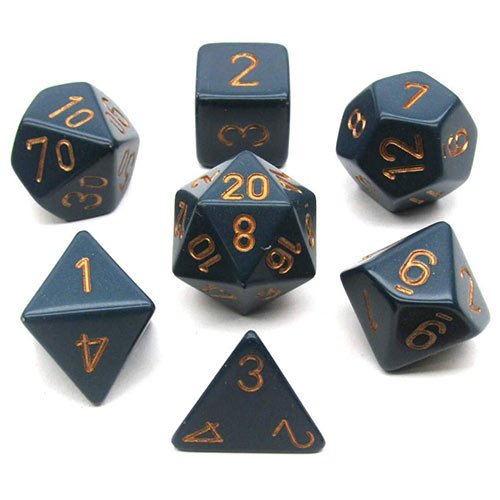Dice - Chessex Polyhedral 7-Die Set Opaque Dusty Blue/Copper