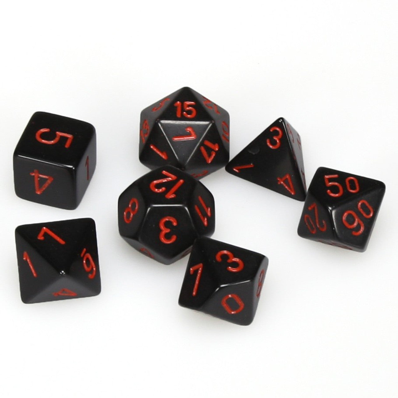 Dice - Chessex Polyhedral 7-Die Set Opaque Black/Red
