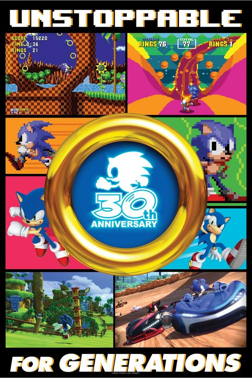 Sonic 30th Anniversary Gold Ring Framed