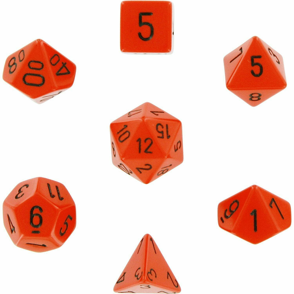 Dice - Opaque: 7pc Orange/Black