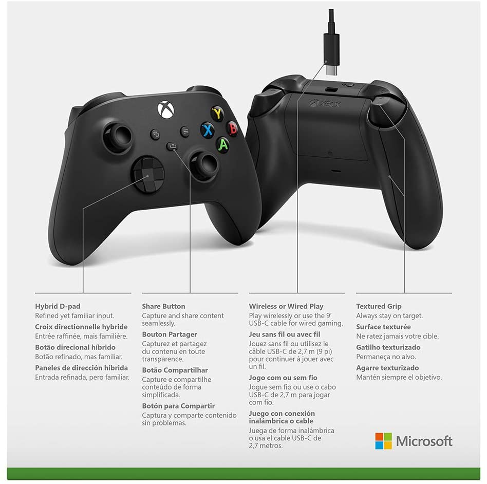 Xbox Wireless Controller (2020) with USB-C Cable - Carbon Black