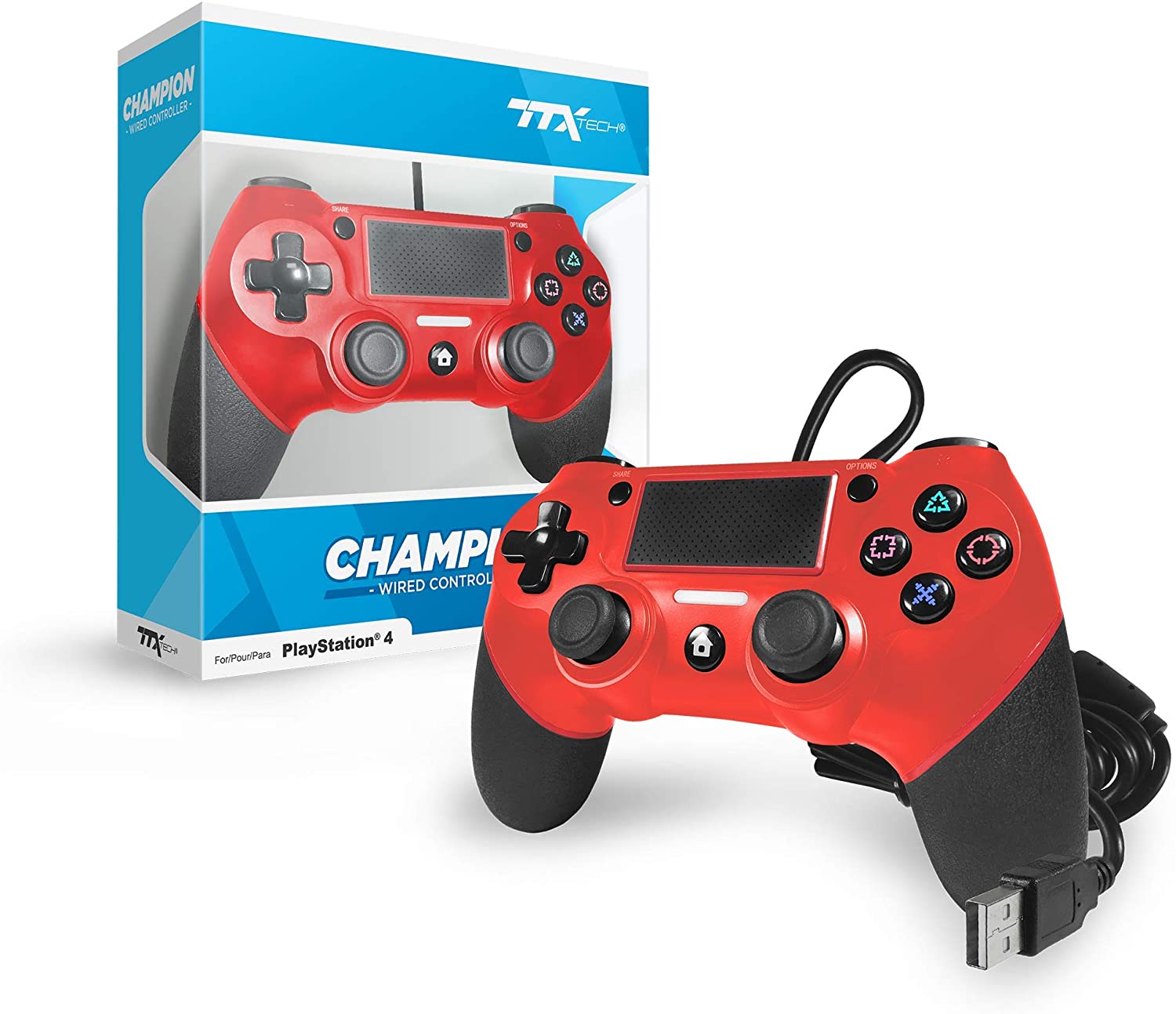 PS4 Champion Wired  Controller Red TTX