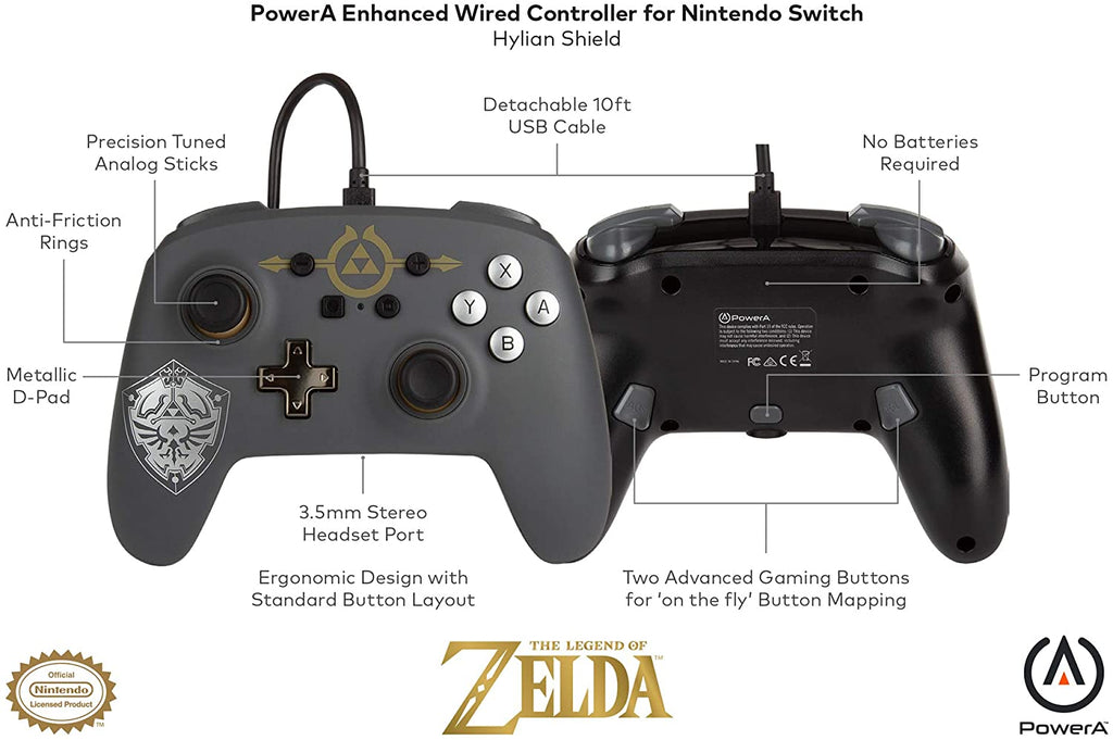 Nintendo Switch Enhanced Wired Controller Hylian Shield (PowerA)