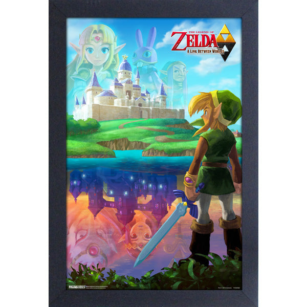 LOZ LINK BETWEEN WORLDS LINK & CASTLE FRAMED