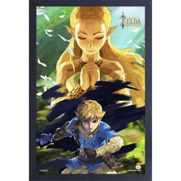 LOZ Breath of the Wild Zelda & Link Watercolor Framed