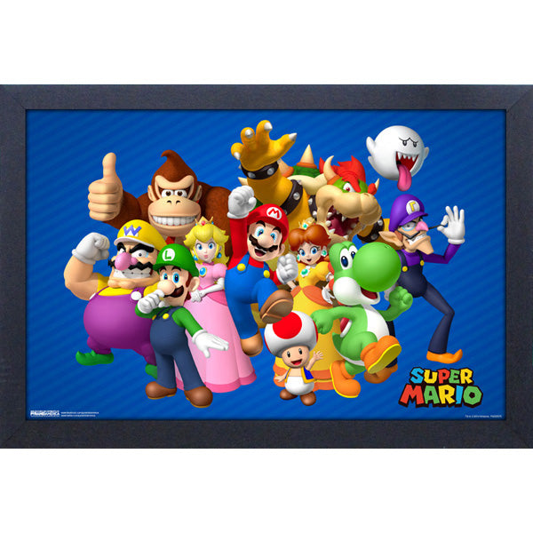 Super Mario Character Group 3D Framed