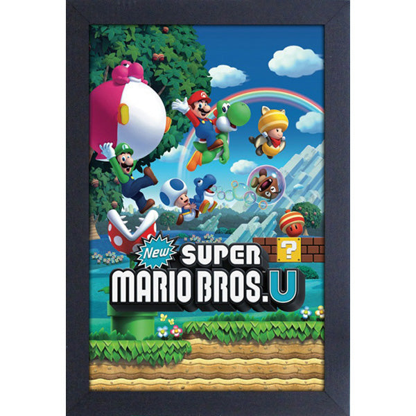 New Super Mario Bros U Game Cover Framed