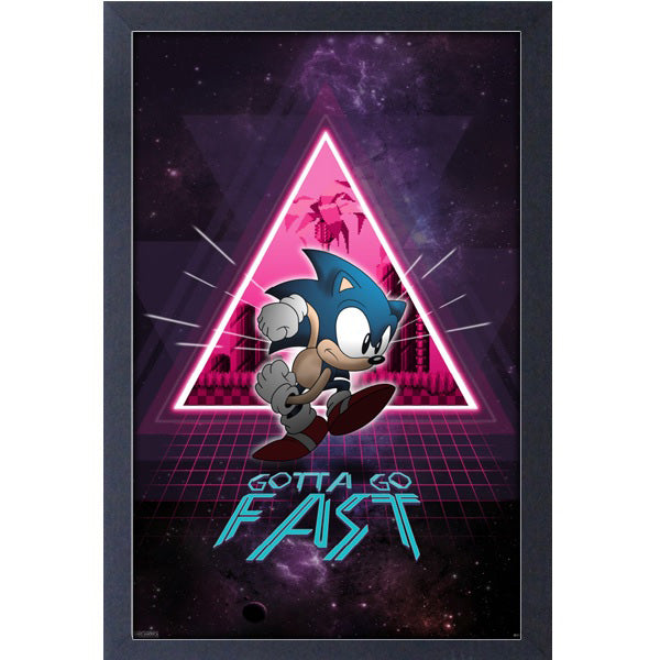 Sonic Gotta Go Fast Neon Framed