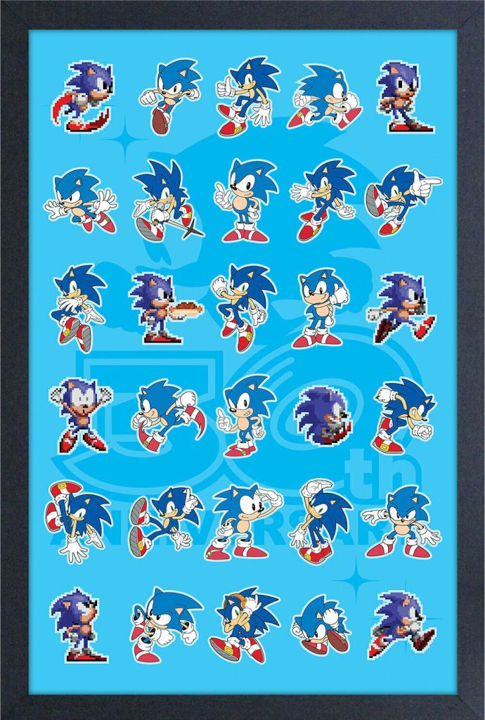 Sonic 30th Anniversary Poses Through The Years Framed