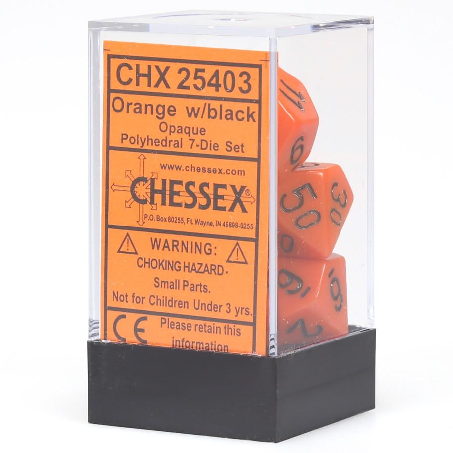 Dice - Chessex Polyhedral 7-Die Set Opaque Orange/Black
